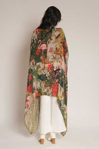 Esha L Amin Flamingo Print Kaftan 