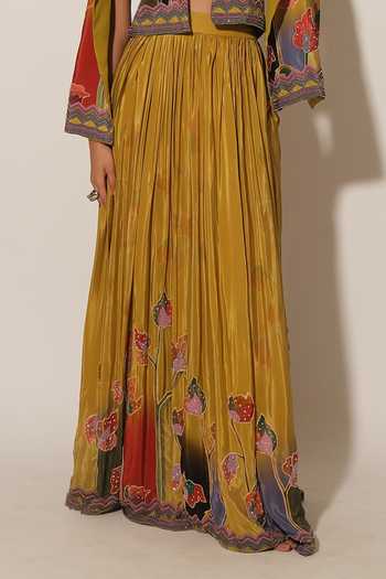 Buy Esha L Amin Mustard Viscose, Crepe Border Embroidered Skirt Online at Aza Fashions Buy_Esha L Amin_Mustard Viscose, Crepe Border Embroidered Skirt _Online_at_Aza_Fashions
