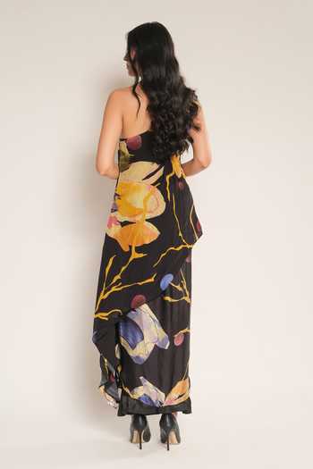 Esha L Amin One Shoulder Print Dress 