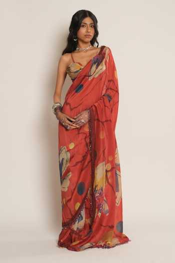 Esha L Amin Floral Print Saree 