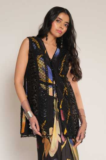 Esha L Amin Embroidered Sleeveless Jacket 