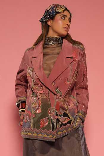 Esha L Amin Floral Embroidered Jacket 