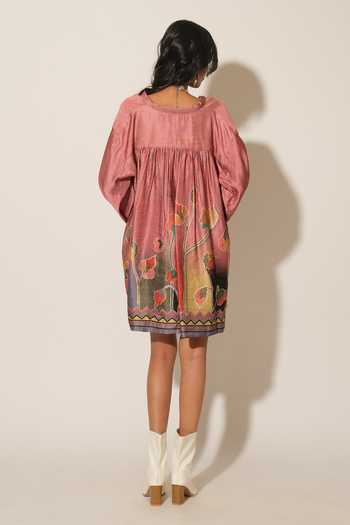 Esha L Amin Floral Print Asymmetric Dress 