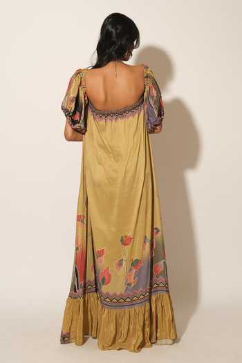 Esha L Amin Flower Print Dress 