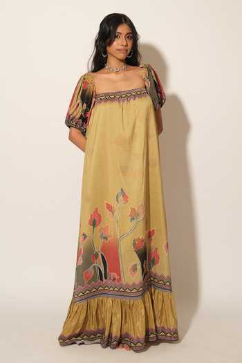 Esha L Amin Flower Print Dress 