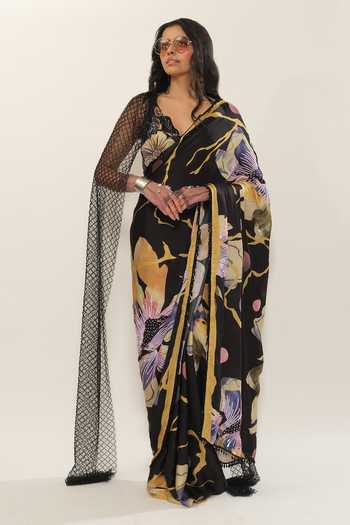 Esha L Amin Flower Print Saree 