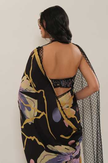 Esha L Amin Flower Print Saree 