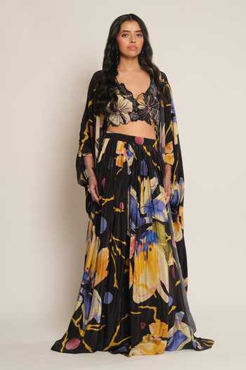 Esha L Amin Floral Print Cape 