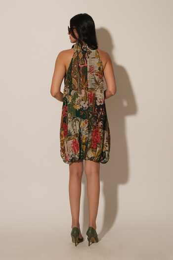 Esha L Amin Flamingo Print Dress 