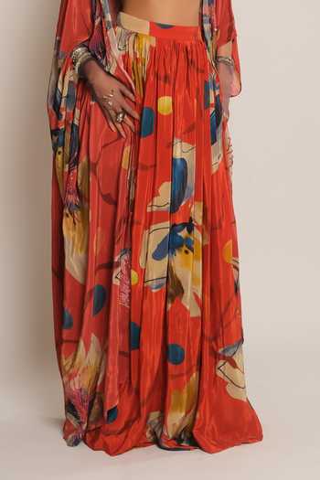Esha L Amin Floral Print Skirt