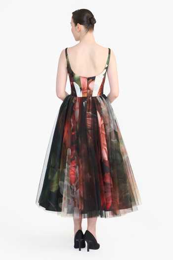 Gauri & Nainika Panelled Corseted Printed Dress 