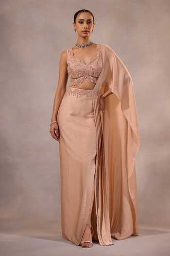 One Knot One By Ashna Pre-Draped Saree With Hand Embroidered Blouse 