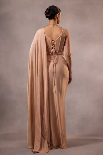 One Knot One By Ashna Pre-Draped Saree With Hand Embroidered Blouse 