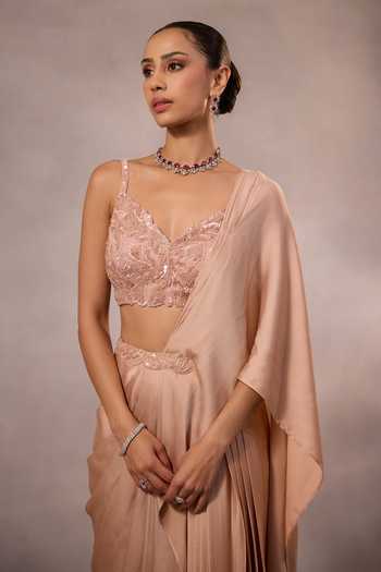 Buy One Knot One By Ashna Pink Satin, Chiffon, Organza Sweetheart Pre-draped Saree With Embroidered Blouse Online at Aza Fashions Buy_One Knot One By Ashna_Pink Satin, Chiffon, Organza Sweetheart Pre-draped Saree With Embroidered Blouse _Online_at_Aza_Fashions