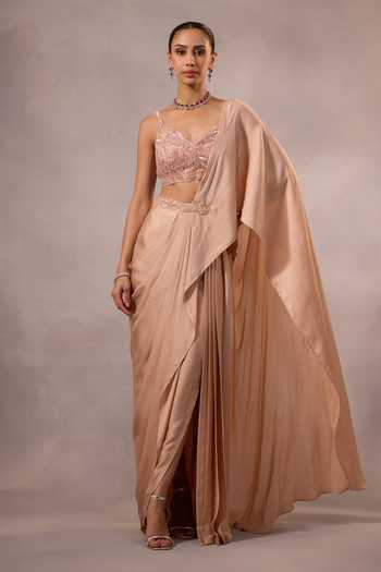 One Knot One By Ashna Pre-Draped Saree With Embroidered Blouse 