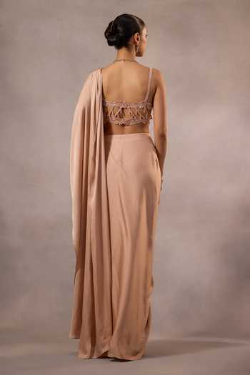 One Knot One By Ashna Pre-Draped Saree With Embroidered Blouse 