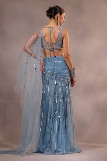 One Knot One By Ashna Hand Embroidered Pre-Draped Saree With Blouse 