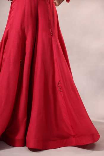 One Knot One By Ashna Pink Silk V-neck Hand Embroidered Jacket With Sharara Online at Aza Fashions One Knot One By Ashna_Pink Silk V-neck Hand Embroidered Jacket With Sharara _Online_at_Aza_Fashions