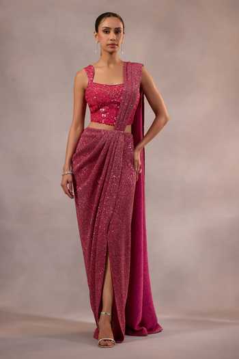 One Knot One By Ashna Shimmer Pre-Draped Saree Set 