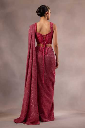 One Knot One By Ashna Shimmer Pre-Draped Saree Set 