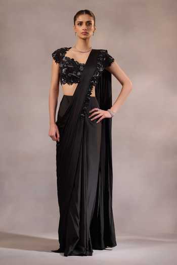 One Knot One By Ashna Hand Embroidered Pre-Draped Saree Set 
