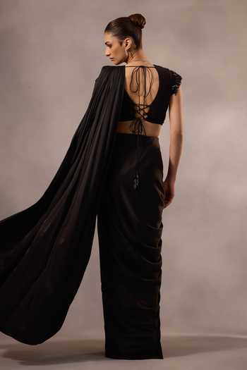 One Knot One By Ashna Hand Embroidered Pre-Draped Saree Set 