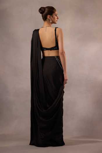 One Knot One By Ashna Tonal Hand Embroidered Pre-Draped Saree Set 