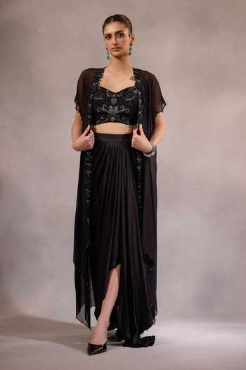 One Knot One By Ashna Placed Hand Embroidered Cape Set 
