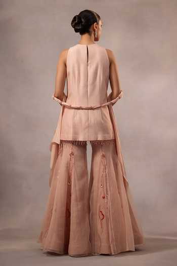 One Knot One By Ashna Floral Hand Embroidered Kurta Sharara Set 