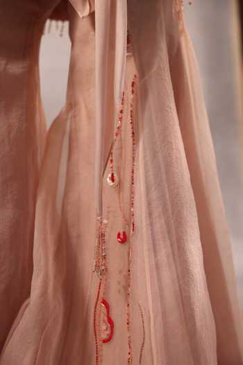 One Knot One By Ashna Pink Silk, Organza, Satin High Neck Floral Hand Embroidered Kurta Sharara Set at Aza Fashions One Knot One By Ashna_Pink Silk, Organza, Satin High Neck Floral Hand Embroidered Kurta Sharara Set _at_Aza_Fashions