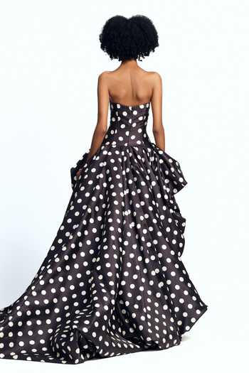 Gauri & Nainika Polka Dot Print High Low Gown 