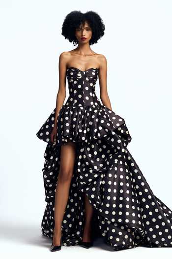 Gauri & Nainika Polka Dot Print High Low Gown 