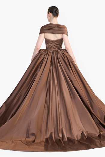 Gauri & Nainika Off Shoulder Draped Gown 