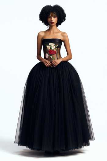 Gauri & Nainika Drop Waisted Tea Length Dress