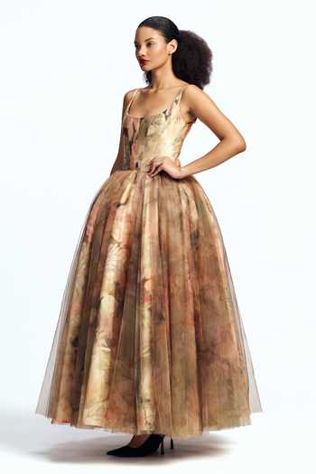 Buy Gauri & Nainika Gold Tulle Scoop Neck Panelled Corseted Midi Dress Online at Aza Fashions Buy_Gauri & Nainika_Gold Tulle Scoop Neck Panelled Corseted Midi Dress _Online_at_Aza_Fashions