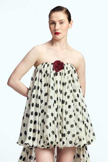 Buy Gauri & Nainika Black Satin, Chiffon Bandeau Neck Strapless Balloon Mini Dress Online at Aza Fashions Buy_Gauri & Nainika_Black Satin, Chiffon Bandeau Neck Strapless Balloon Mini Dress _Online_at_Aza_Fashions