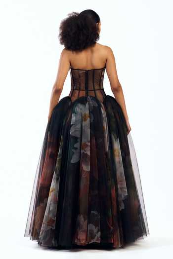 Gauri & Nainika Printed Corseted Maxi Dress
