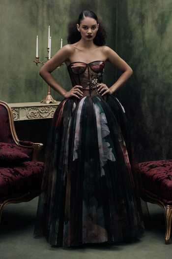 Gauri & Nainika Printed Corseted Maxi Dress