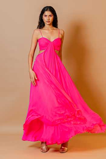 Swatee Singh Zinnia Strappy Ruched Gown 