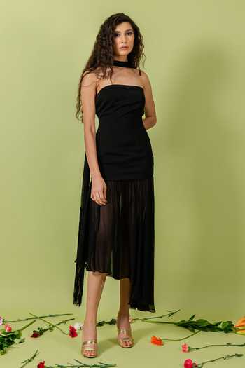 Swatee Singh Asymmetric Hem Dress With Stole 