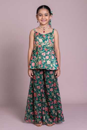 Damoiselle Floral Peplum Palazzo Set For Kids