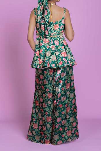Damoiselle Floral Peplum Palazzo Set For Kids