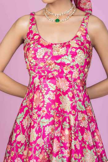 Damoiselle_Pink Rani Bloom Embroidered Sharara Set For Kids_Online_at_Aza_Fashions