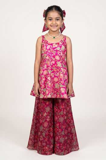 Damoiselle Rani Bloom Embroidered Sharara Set For Kids