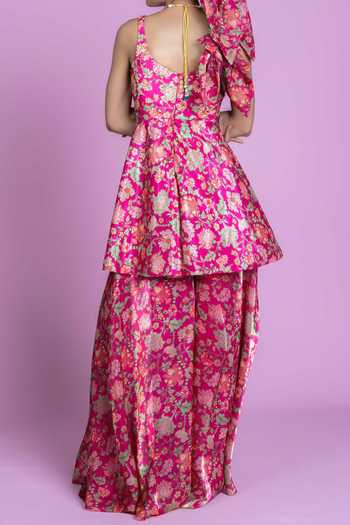 Damoiselle Rani Bloom Embroidered Sharara Set For Kids