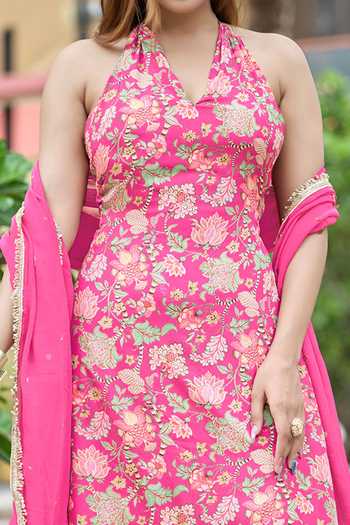 Damoiselle Fuchsia Fuschia Fable Halter Kurta Set For Kids Online at Aza Fashions Damoiselle_Fuchsia Fuschia Fable Halter Kurta Set For Kids_Online_at_Aza_Fashions