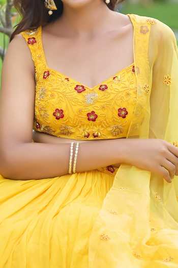 Damoiselle Marigold Embroidered Lehenga Set For Kids