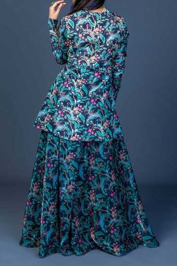 Damoiselle Midnight Peacock Peplum Ensemble For Kids