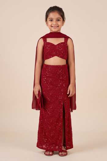 Damoiselle Gulzaar Embroidered Pencil Skirt Set For Kids