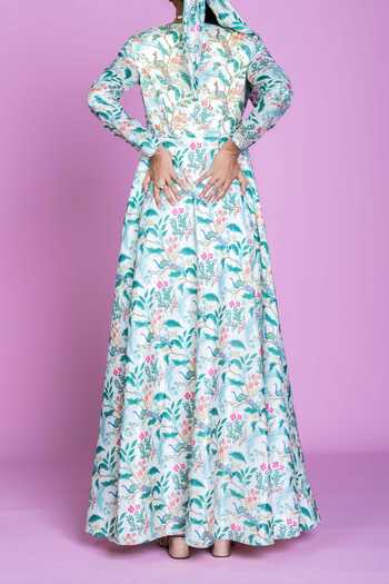 Damoiselle Ivory Serenade Embroidered Anarkali Gown Set For Kids